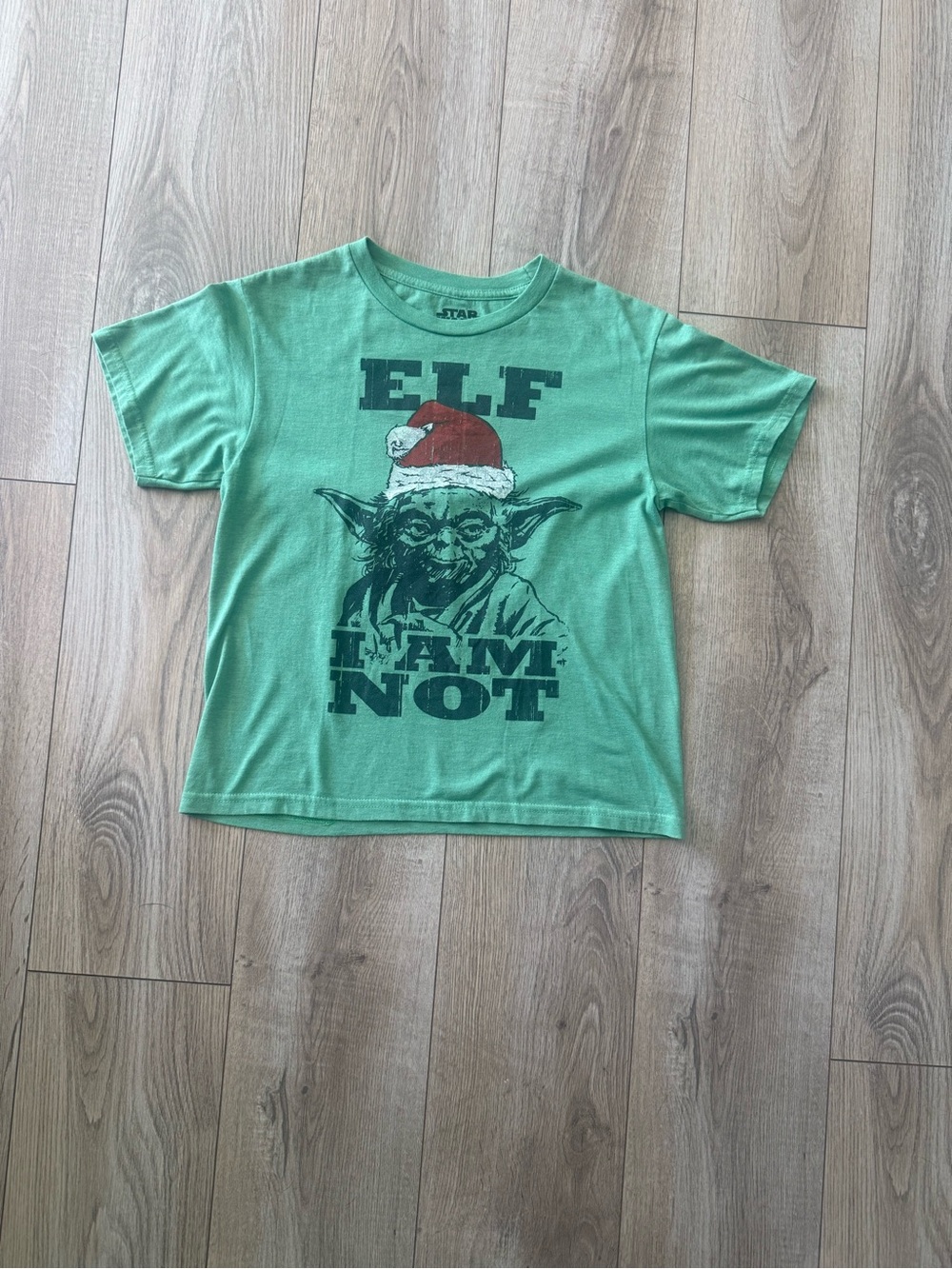 Star Wars Kids Green 'Elf I Am Not' Yoda Graphic Tee Size L